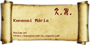Kenesei Mária névjegykártya
